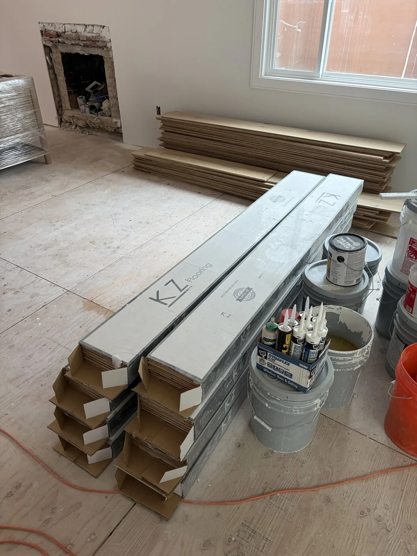 Real flooring installation worksite